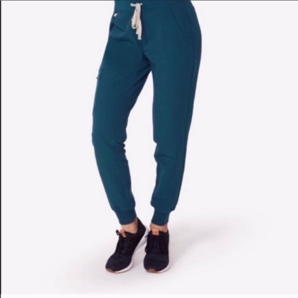 Caribbean blue jogger figs (XS petite)
